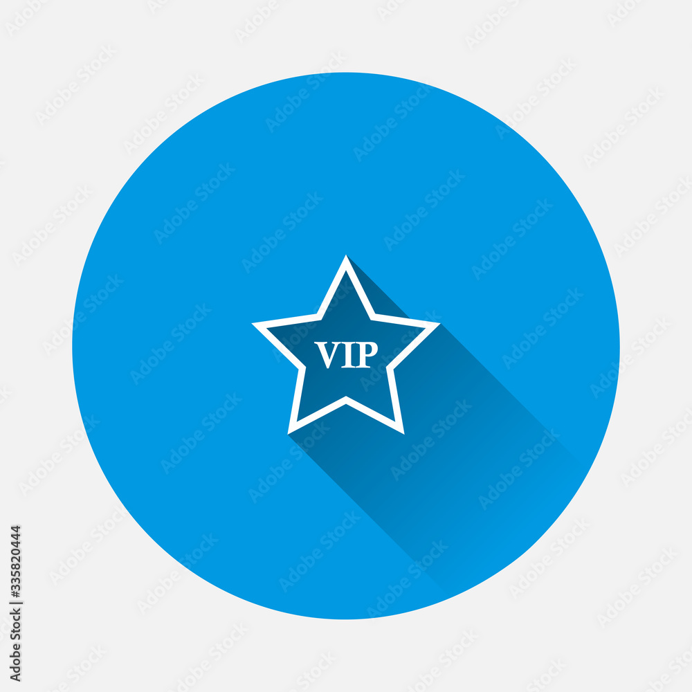 VIP icon on blue background. Flat image with long shadow. VIP icon on blue background. Flat image with long shadow.