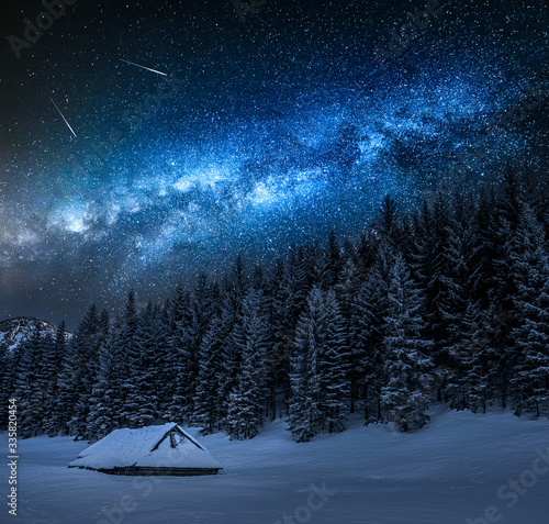 Milky way over wooden cotta...