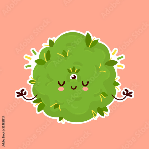 Cute weed marijuana bud. Vector 