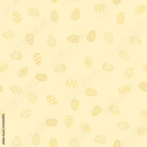 doodle vector easter eggs chaotic seamless pattern