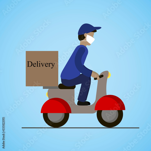 Delivery of cargo on a moped during an epidemic.