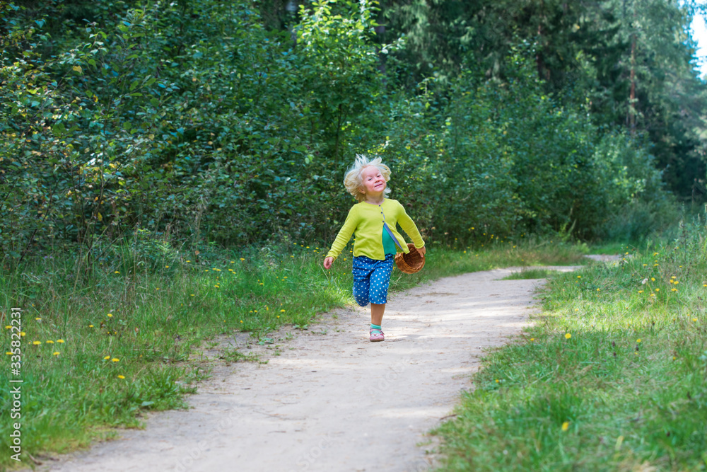 happy little girl run and play in summer nature happy little girl run and play in summer nature