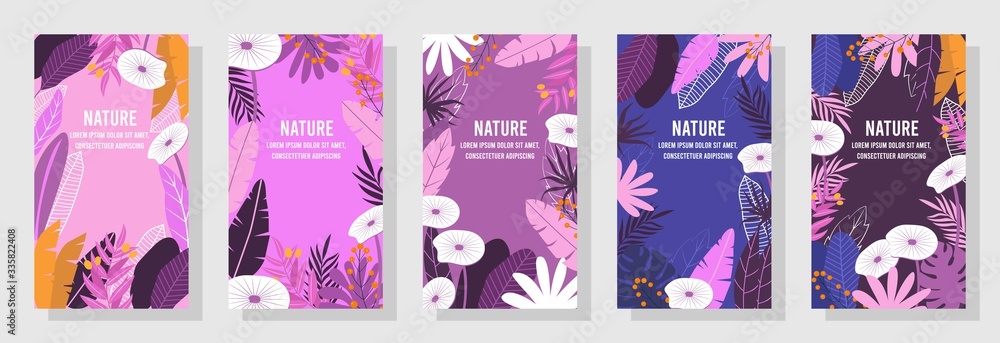Vector set nature design template or natural cover, Nature background, banner, posters, tropical leaf. Vector set nature design template or natural cover, Nature background, banner, posters, tropical leaf.