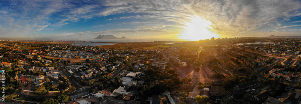 Cape Town Sun Set Drone Photos - obrazy, fototapety, plakaty 