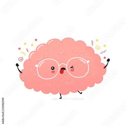 Cute crazy human brain. Vector
