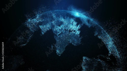 Holographic planet globe of Earth from space
