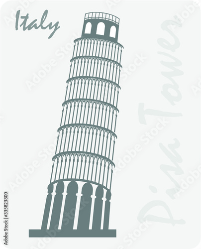 Pisa Tower icon Vector Illustration. The Leaning Tower, Pisa, Italy, Europe. Unesco