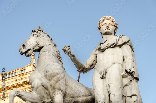 Statue of Castor in Rome, Italy.