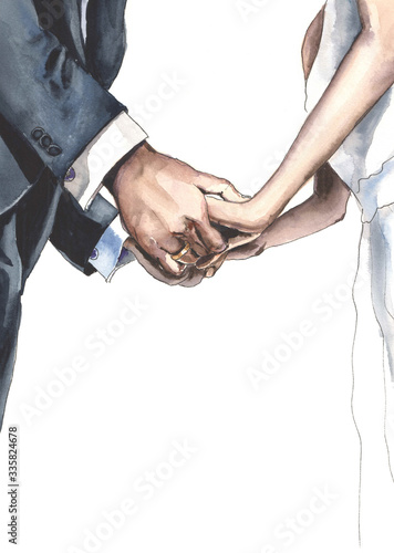 newlyweds-wedding invitation from the bride and groom, watercolor illustration