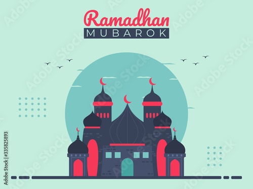illustration vector graphic of mosque islamic background  perfect for greeting card  banner  flyer  web  ramadhan month. flat design style