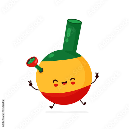 Cute happy smiling bong jump. Vector