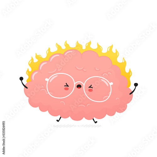 Cute angry human brain. Vector