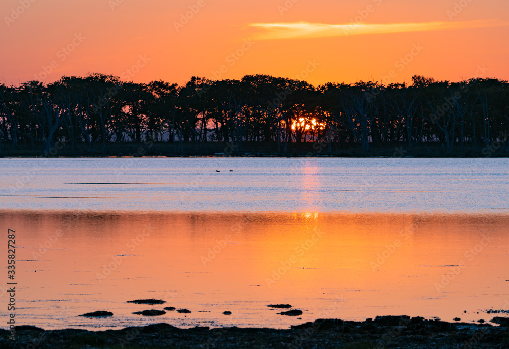 Naklejka premium Sunset view over beautiful sea cost