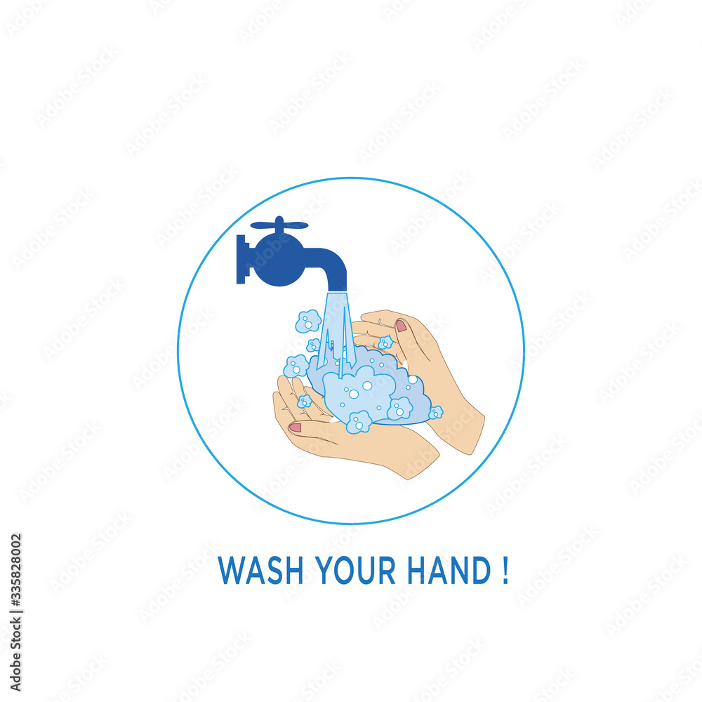Fototapeta premium Illustration of hand washing instruction to protect from virus.
