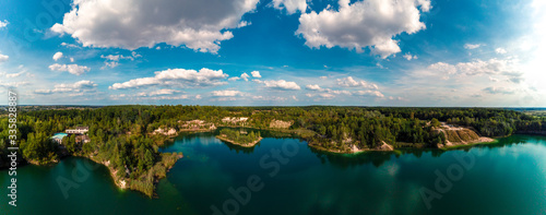 Φωτογραφία Amazing panorama of basalt columns at an altitude in western Ukraine with green