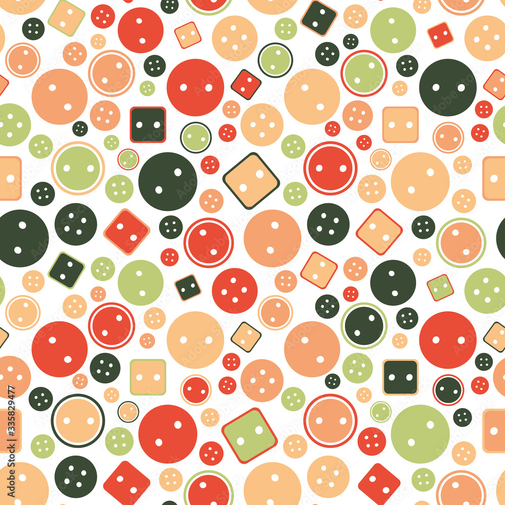 Round and square buttons seamless vector pattern. Sewing themed surface print design. For fabrics, stationery and packaging. Round and square buttons seamless vector pattern. Sewing themed surface print design. For fabrics, stationery and packaging.