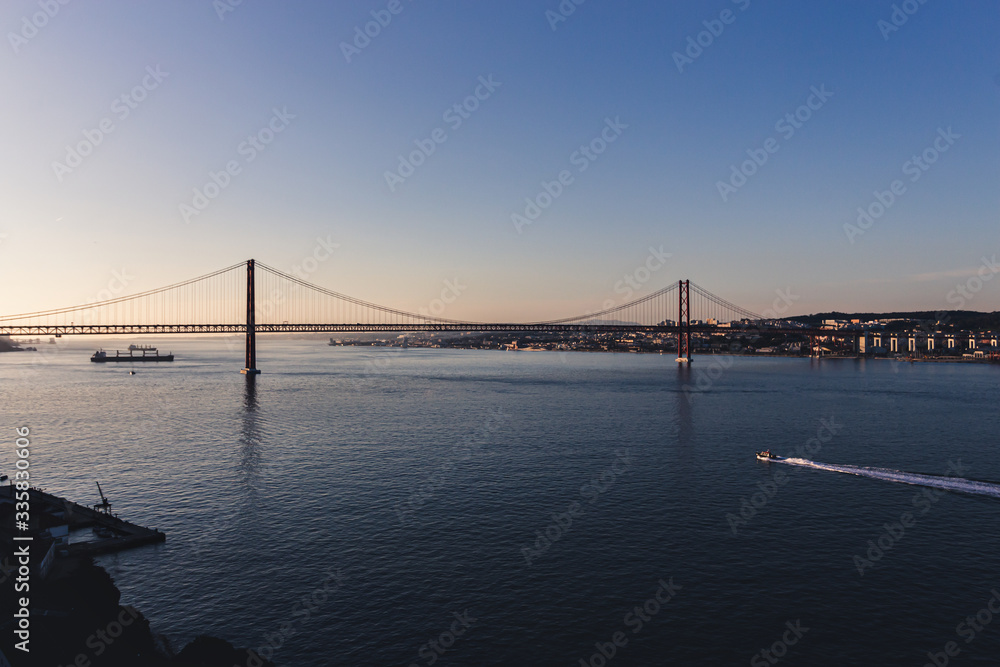 Naklejka premium Panoramic view over Lisbon, Tagus river, Portuga