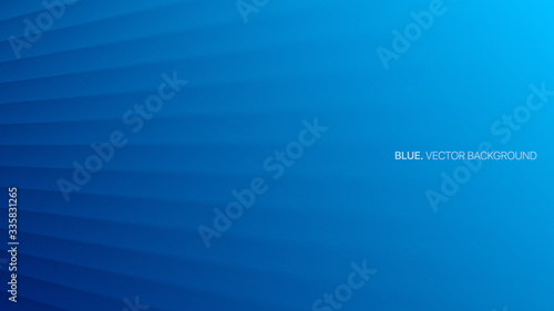 Minimalist Deep Blue Abstract Background 3D Vector Smooth Perspective Lines. Futuristic Technology Wide Wallpaper. Cyan Empty Blurred Surface Illustration. Clear Blank Business Presentation Backdrop