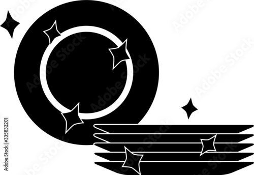 Clean dishes, shining plate vector icon