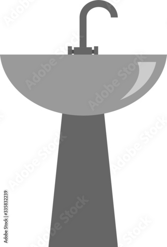 Kitchen or bathroom sink vector icon, washbowl icon color