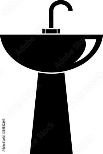 Kitchen or bathroom sink vector icon, washbowl icon color