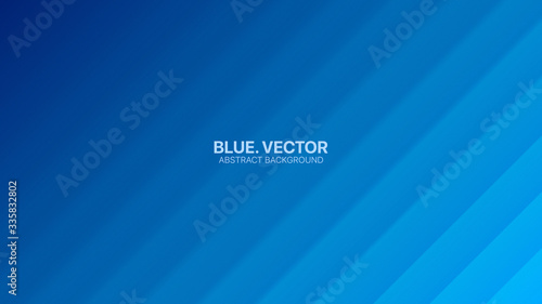 3D Vector Minimalist Deep Blue Abstract Background Side View Smooth Lines. Futuristic Technology Wide Wallpaper. Empty Blurred Cyan Surface Illustration. Clear Blank Business Presentation Backdrop
