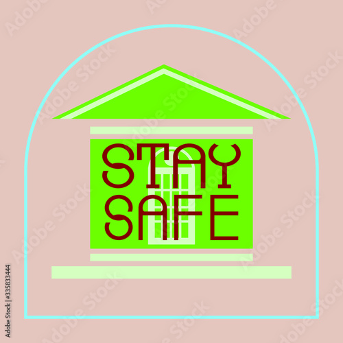 icon house, an idea of to stay home stay safe to keep distancing social contact, to protect corona virus COVID-19, vector and illustration