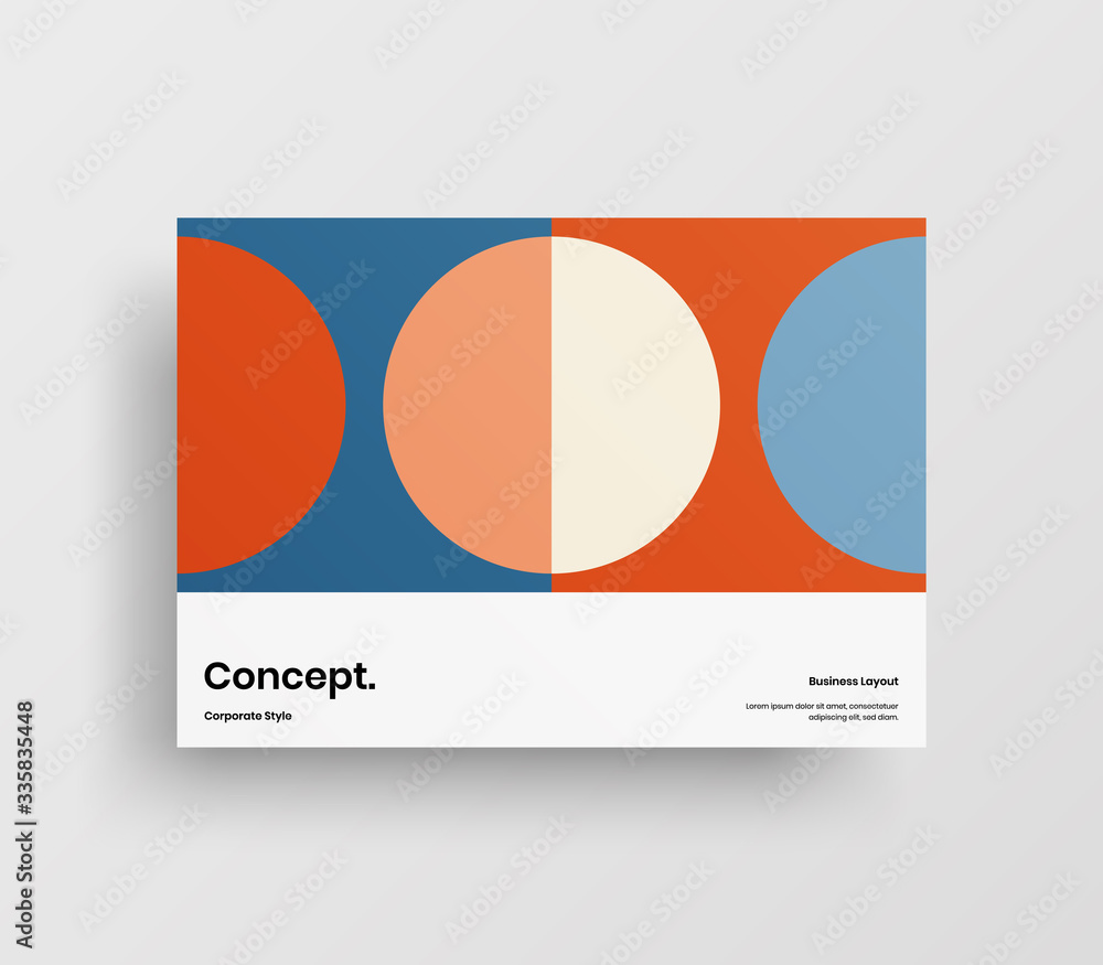 Fototapeta premium Creative business presentation vector A4 horizontal orientation front page mock up. Modern corporate report cover abstract geometric illustration design layout. Company identity brochure template.