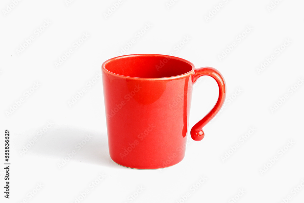 Big red cup in front view isolated on white background with clipping path. Big red cup in front view isolated on white background with clipping path.