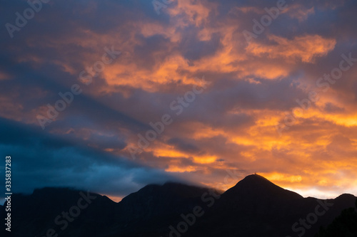 Sunrise over the mountains of the western cape of South africa 