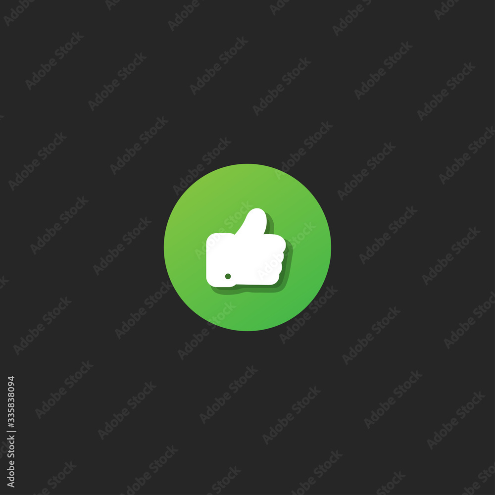Thumb up icon in trendy flat style isolated on black background. Vector illustration Thumb up icon in trendy flat style isolated on black background. Vector illustration