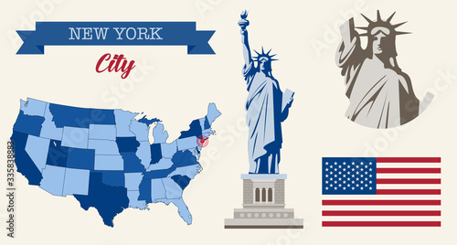Statue of Liberty. New York landmark and symbol of Freedom and Democracy. Vector