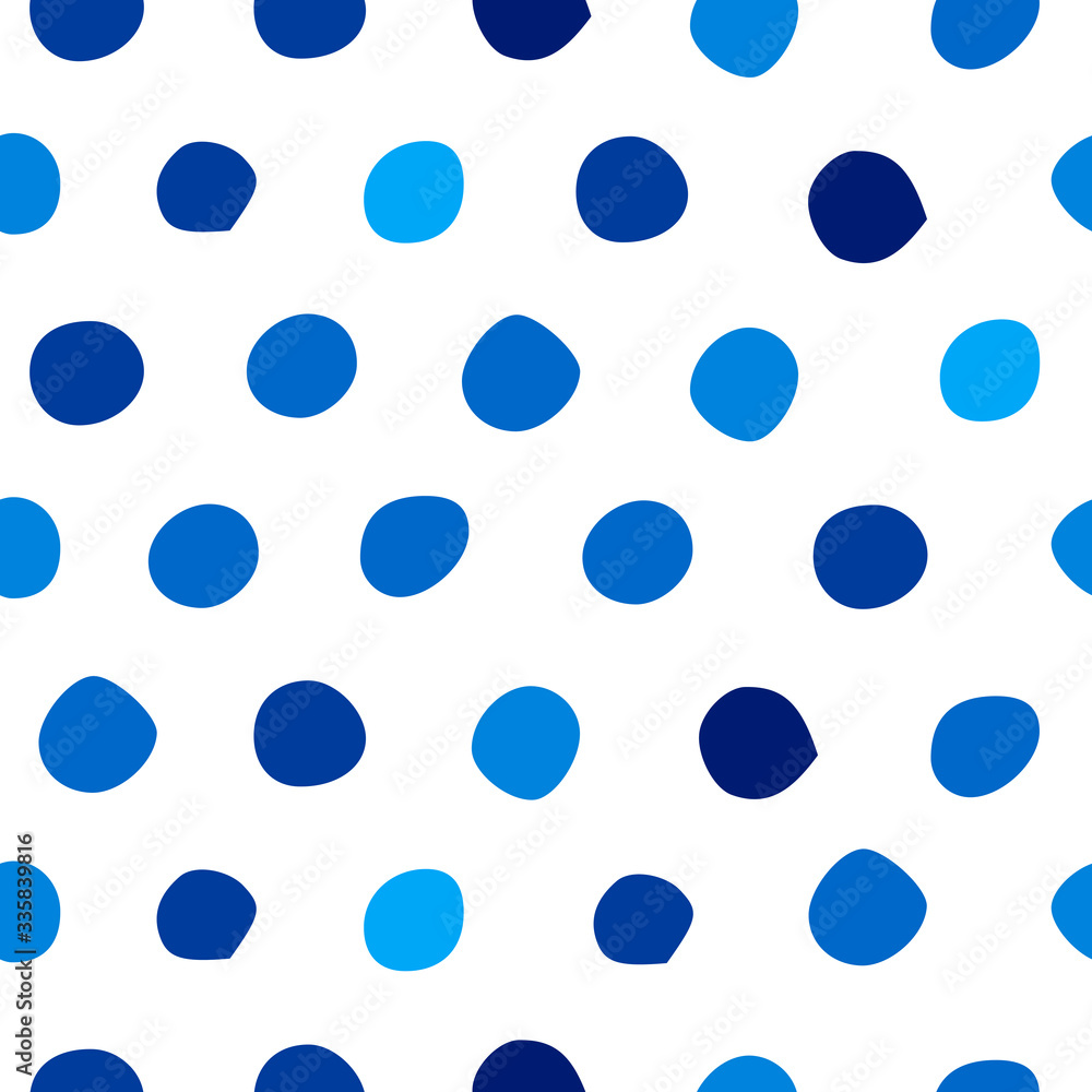 Seamless pattern with blue polka dots of different shades/ Hand drawn design element/ Abstract background Seamless pattern with blue polka dots of different shades/ Hand drawn design element/ Abstract background