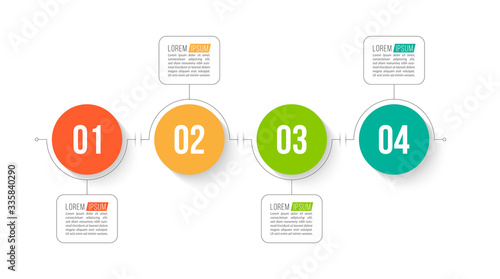 Minimal Business Infographics template. Timeline with 4 steps, options and marketing icons .Vector linear infographic with four conected elements. Can be use for presentation.