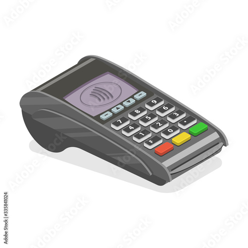 3D Isometric Flat Vector Concept of POS Terminal.