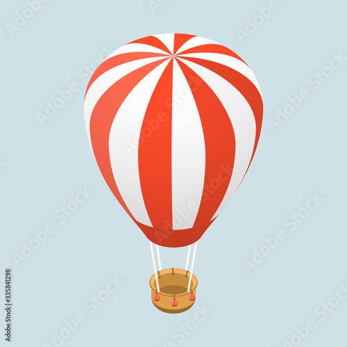 3D Isometric Flat Vector Concept of Air Balloon.