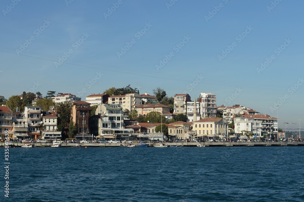 Views of the city arnavutkoy district of Istanbul with the Bosphorus Strait