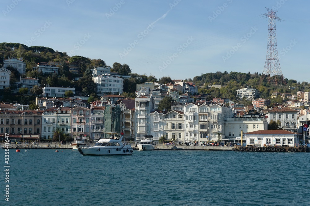 Views of the city arnavutkoy district of Istanbul with the Bosphorus Strait