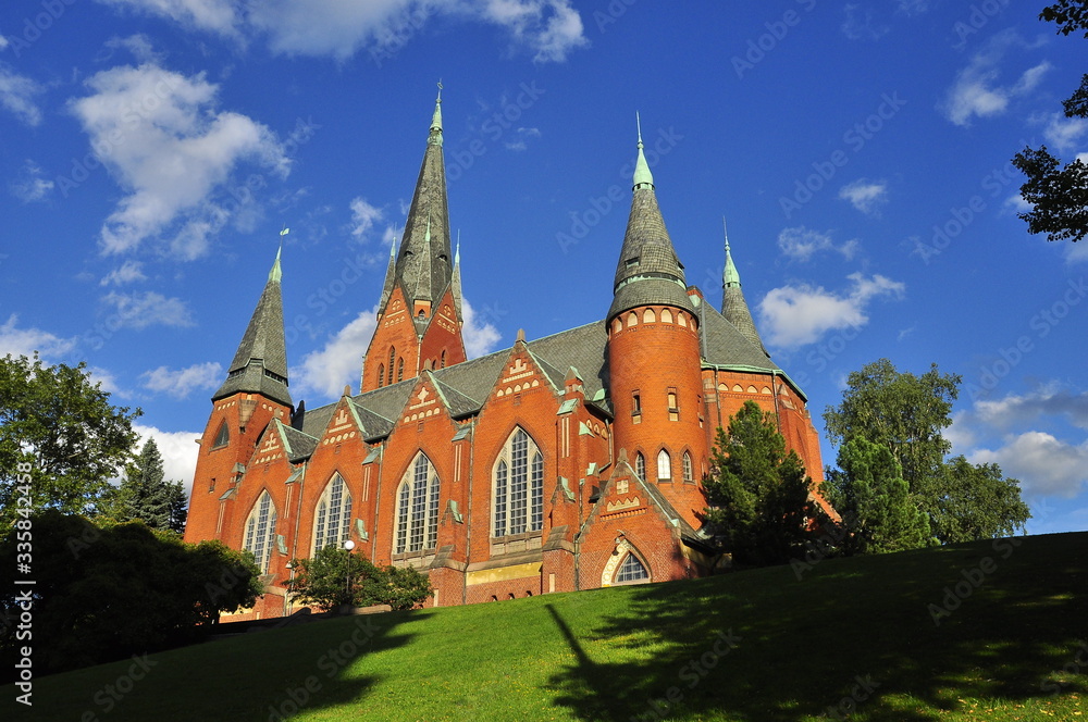 Fototapeta premium St Michael's Cathedral in the city of Turku at sunset. Finland