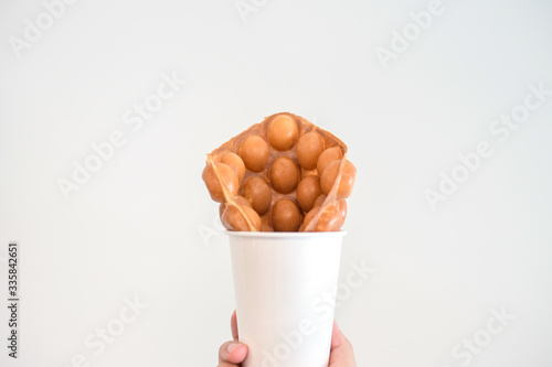 Canvas Print Traditional Hong Kong waffle soft and crunchy from oven, Hong Kong Egg,egg puff