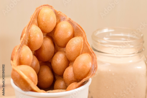 Photography Traditional Hong Kong waffle soft and crunchy from oven, Hong Kong Egg,egg puff