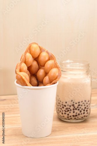 Photography Traditional Hong Kong waffle soft and crunchy from oven, Hong Kong Egg,egg puff