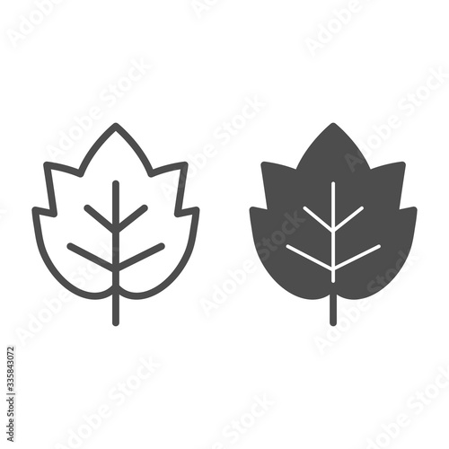 Grape leaf line and solid icon. Wine leaf emblem or logo outline style pictogram on white background. Winery and viticulture signs for mobile concept and web design. Vector graphics.