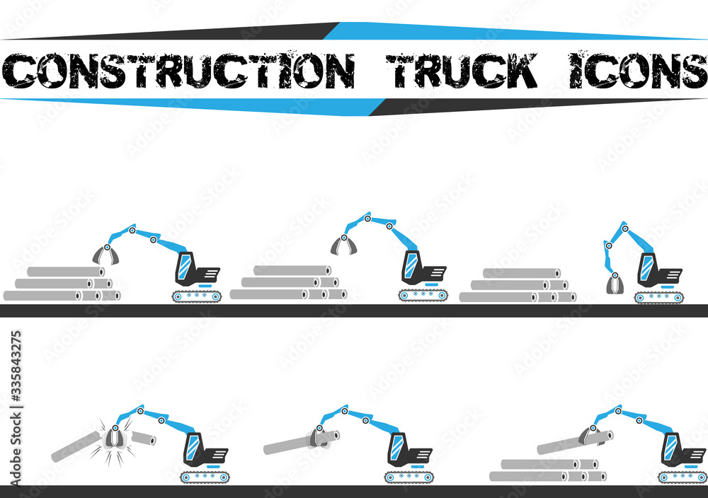 Constructio truck icons set nine