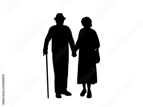 Silhouettes of grandparents holding hands