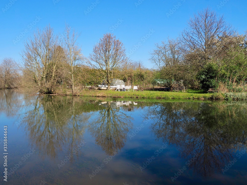 Beautiful cityscape of Grevenbroich Wevelinghoven in Germany with Erft river Beautiful cityscape of Grevenbroich Wevelinghoven in Germany with Erft river