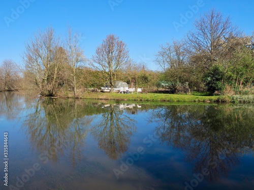 Beautiful cityscape of Grevenbroich Wevelinghoven in Germany with Erft river