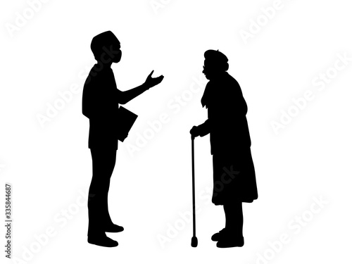 Silhouettes of doctor and grandmother