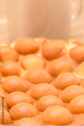 Photography Traditional Hong Kong waffle soft and crunchy from oven, Hong Kong Egg,egg puff