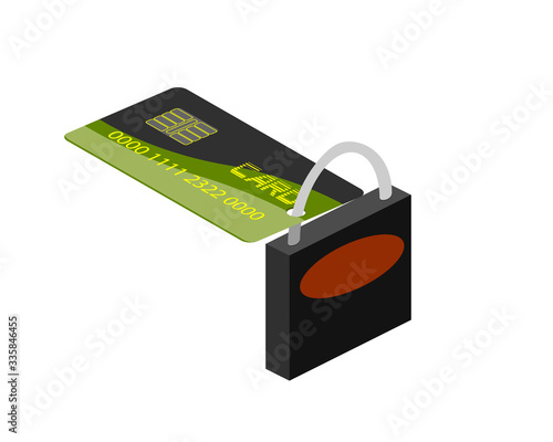 Illustration of bank card protection against hacking. Locked credit card. Vector illustration.